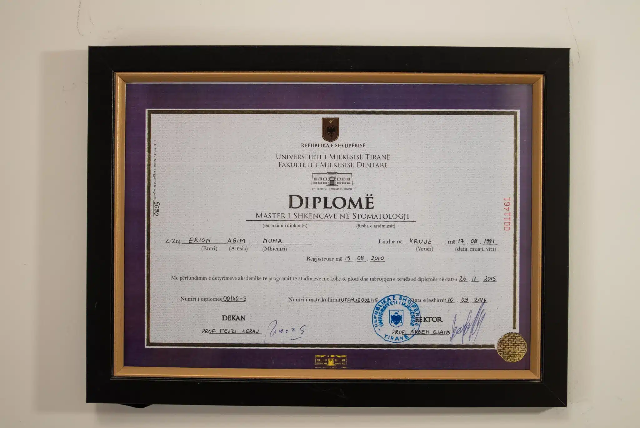 Diploma – Master of Science in Stomatologia